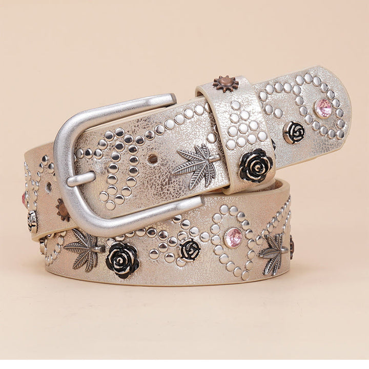 Damen Westerngürtel mit Cowgirl-Nieten und Dornschließe