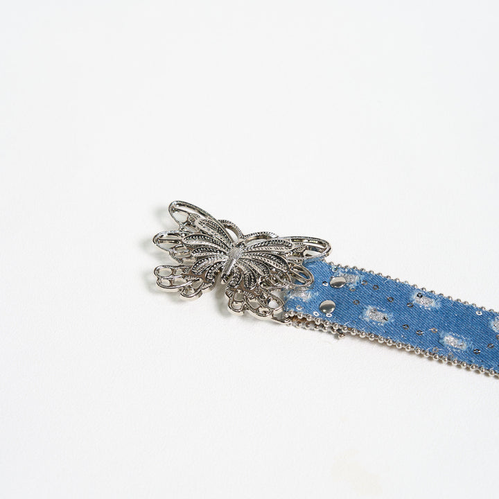 Damen-Jeansgürtel aus Leder mit Schmetterlingsschnalle