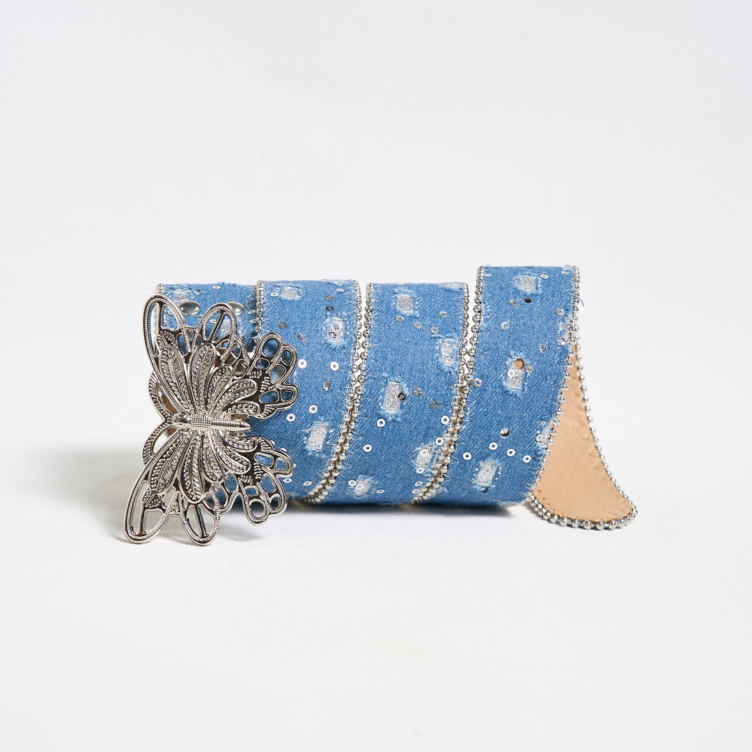 Damen-Jeansgürtel aus Leder mit Schmetterlingsschnalle