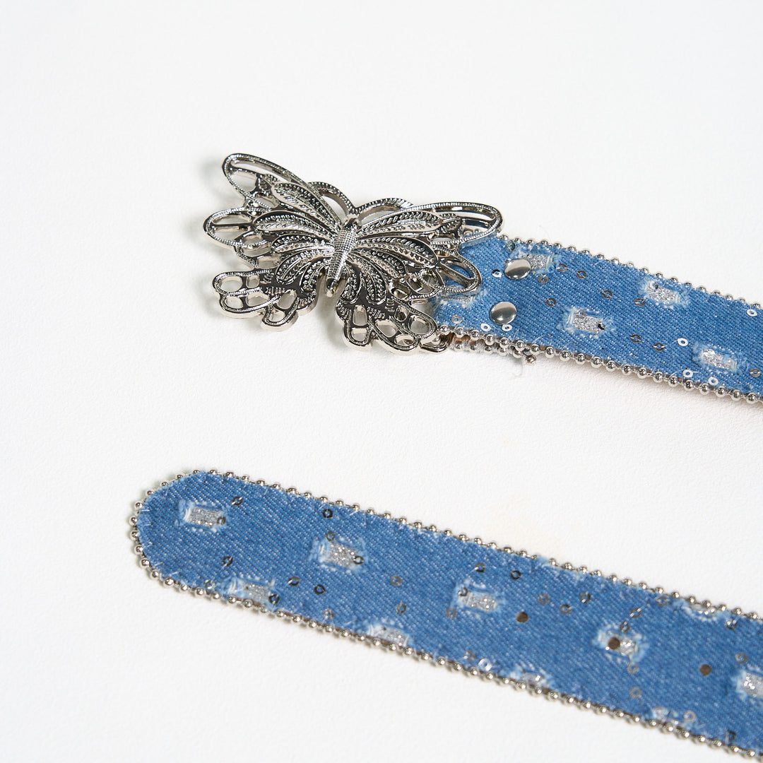 Damen-Jeansgürtel aus Leder mit Schmetterlingsschnalle