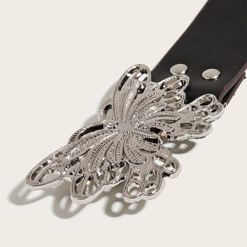 Damen Western Cowgirl Ledergürtel mit Schmetterlingsschnalle