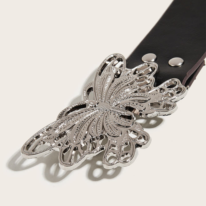 Damen Western Cowgirl Ledergürtel mit Schmetterlingsschnalle