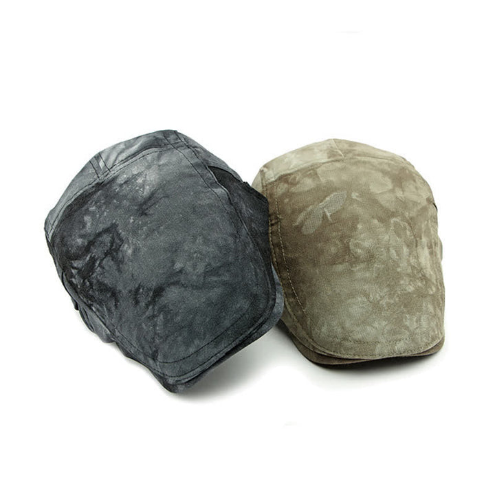 Baskenmütze aus Baumwolle im Vintage-Stil mit Batikmuster