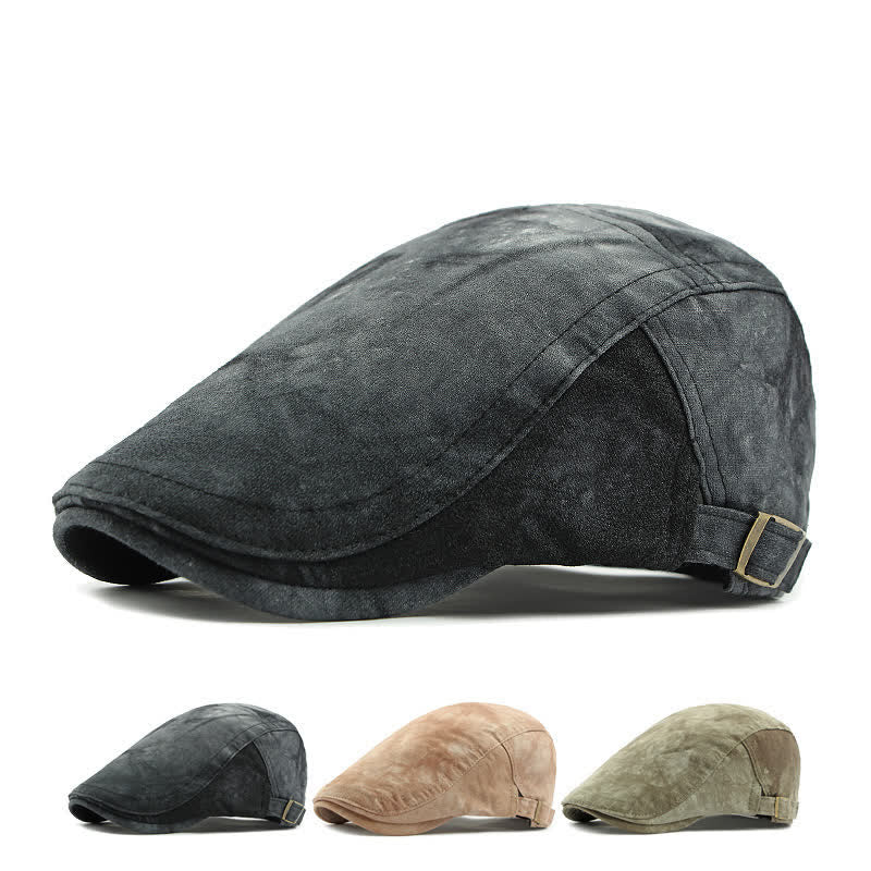 Baskenmütze aus Baumwolle im Vintage-Stil mit Batikmuster