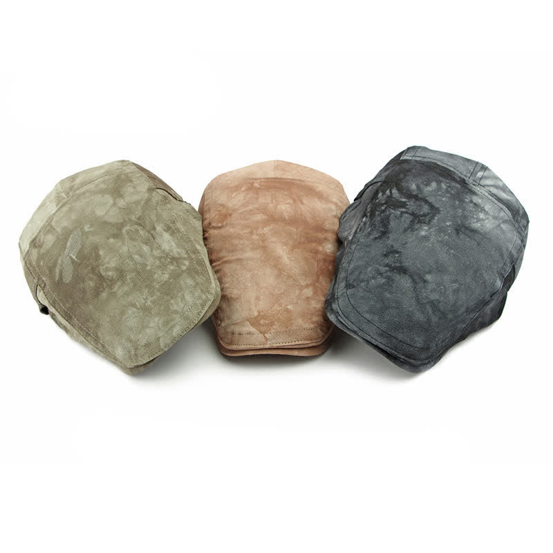 Baskenmütze aus Baumwolle im Vintage-Stil mit Batikmuster