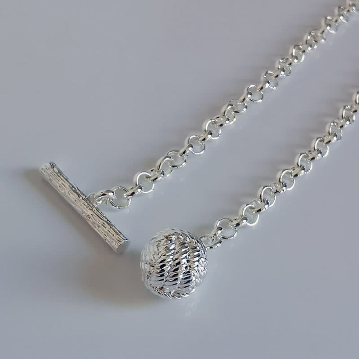 Herren-Revers-Ketten-Kragenbrosche mit Seemannsknoten und hängender Kette