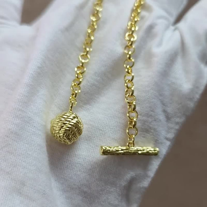 Herren-Revers-Ketten-Kragenbrosche mit Seemannsknoten und hängender Kette