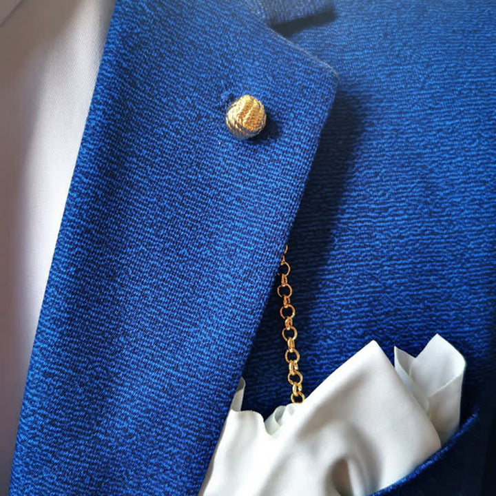 Herren-Revers-Ketten-Kragenbrosche mit Seemannsknoten und hängender Kette