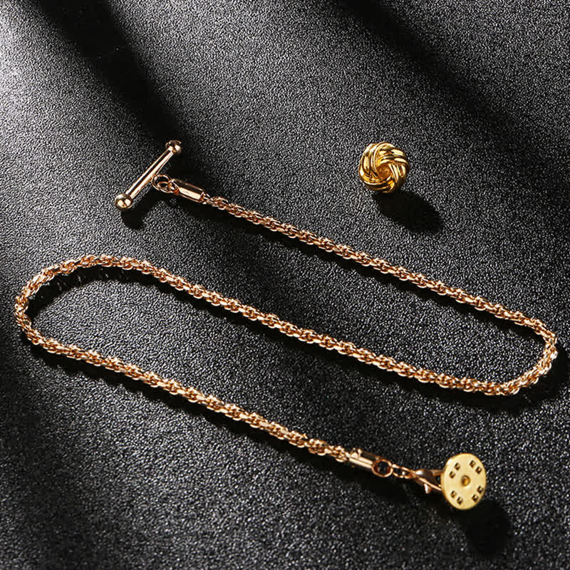 Herrenhemd Smoking Stud Revers Kette Anzug Brosche mit hängender Kette