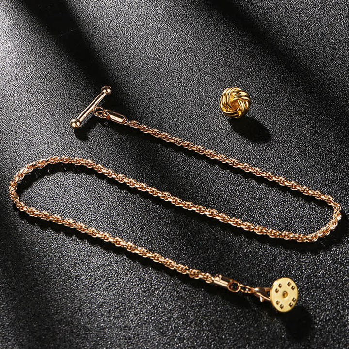 Herrenhemd Smoking Stud Revers Kette Anzug Brosche mit hängender Kette