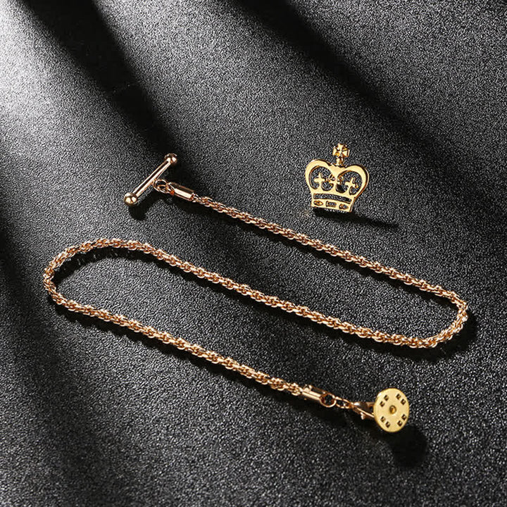 Herrenhemd Smoking Stud Revers Kette Anzug Brosche mit hängender Kette