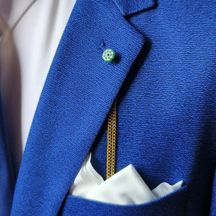 Herren-Anzugbrosche mit 18 Karat vergoldetem Naturstein und hängender Kette