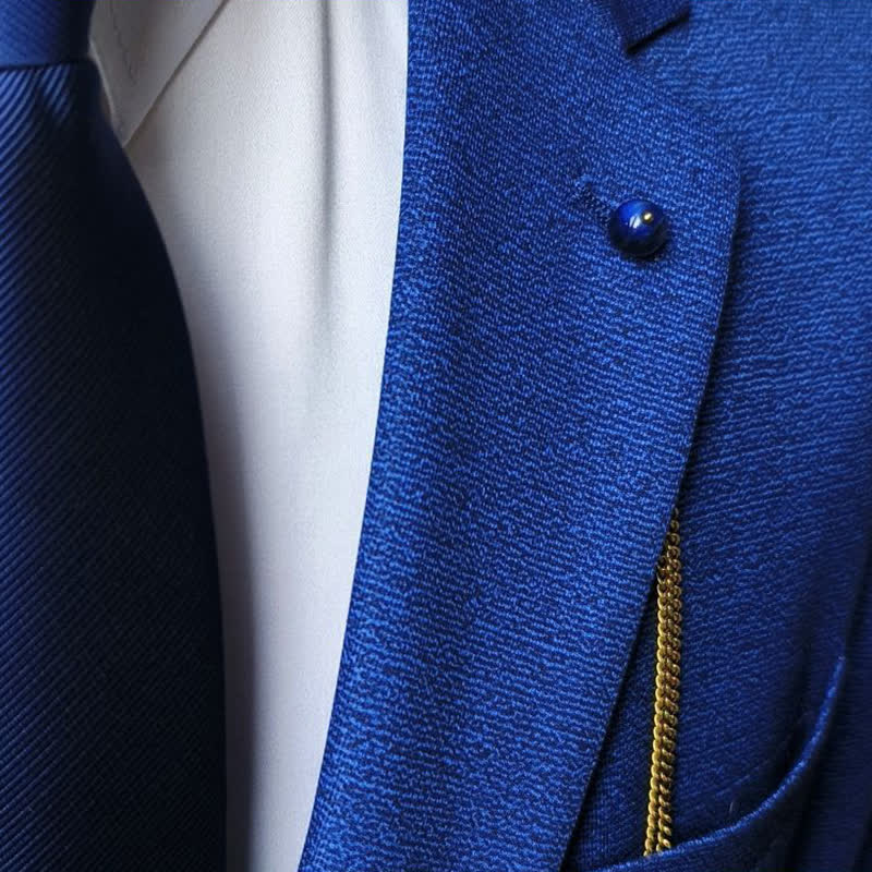 Herren-Anzugbrosche mit 18 Karat vergoldetem Naturstein und hängender Kette