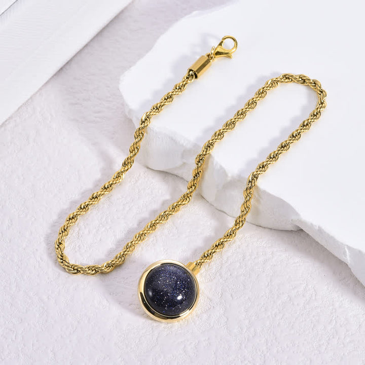 Klassische Reverskette mit natürlichem Edelstein für Herren, Anzugbrosche mit hängender Kette