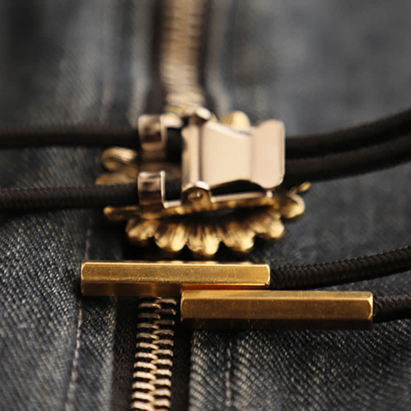 Bolokrawatte mit Blumenmotiv in Solarorange und Grün