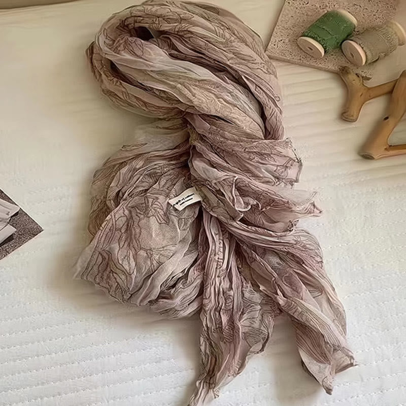 Leichter, dünner Damenschal aus Baumwollleinen mit Blumendruck