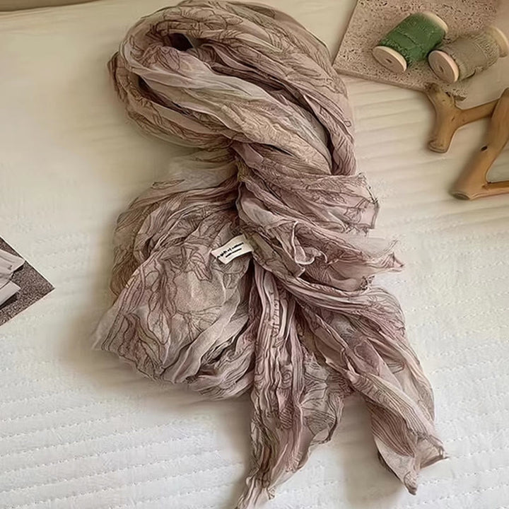 Leichter, dünner Damenschal aus Baumwollleinen mit Blumendruck