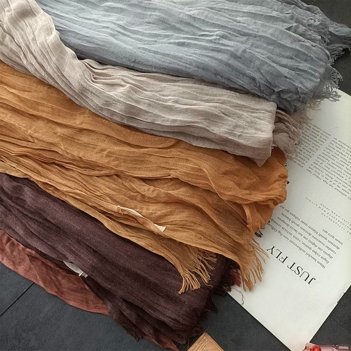 Damen Retro Einfarbig Leichter Dünner Schal Aus Baumwolle Und Leinen