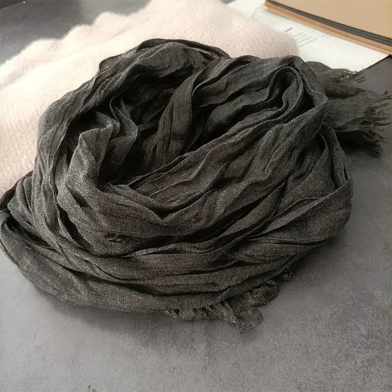 Damen Retro Einfarbig Leichter Dünner Schal Aus Baumwolle Und Leinen
