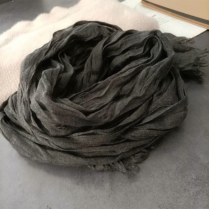Damen Retro Einfarbig Leichter Dünner Schal Aus Baumwolle Und Leinen