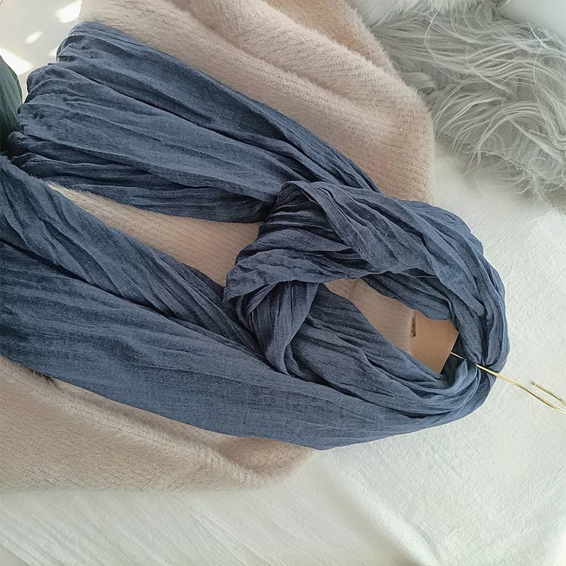 Damen Retro Einfarbig Leichter Dünner Schal Aus Baumwolle Und Leinen
