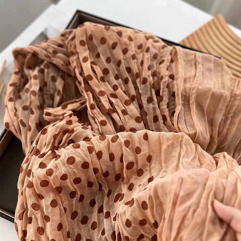 Dünner Retro-Schal mit Punkten und Crinkle-Muster für Damen
