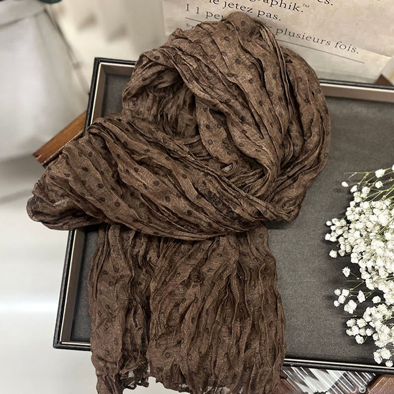 Dünner Retro-Schal mit Punkten und Crinkle-Muster für Damen