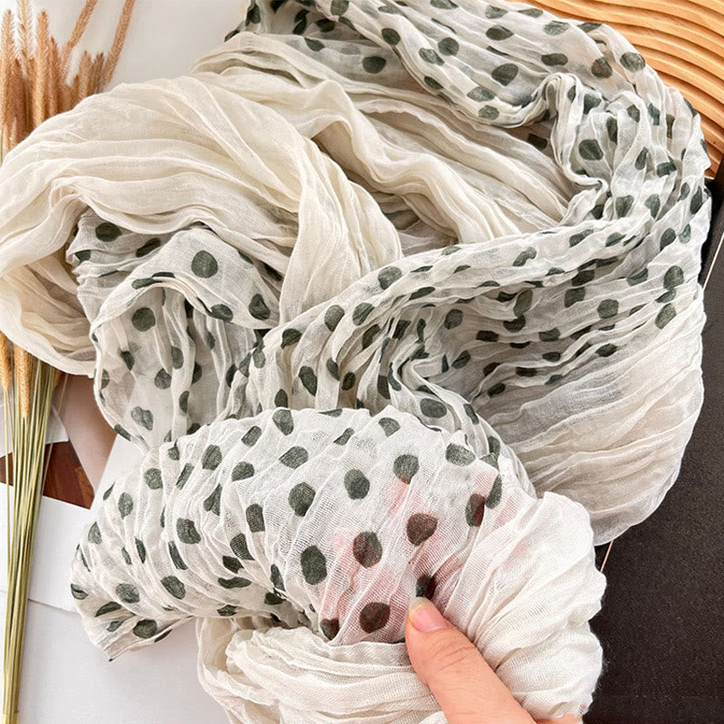 Dünner Retro-Schal mit Punkten und Crinkle-Muster für Damen