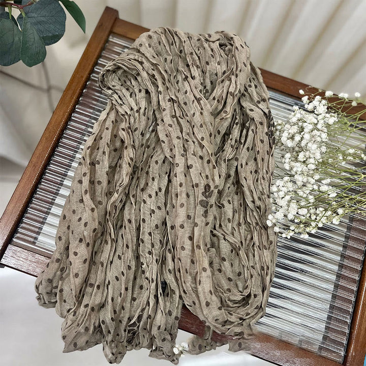 Dünner Retro-Schal mit Punkten und Crinkle-Muster für Damen