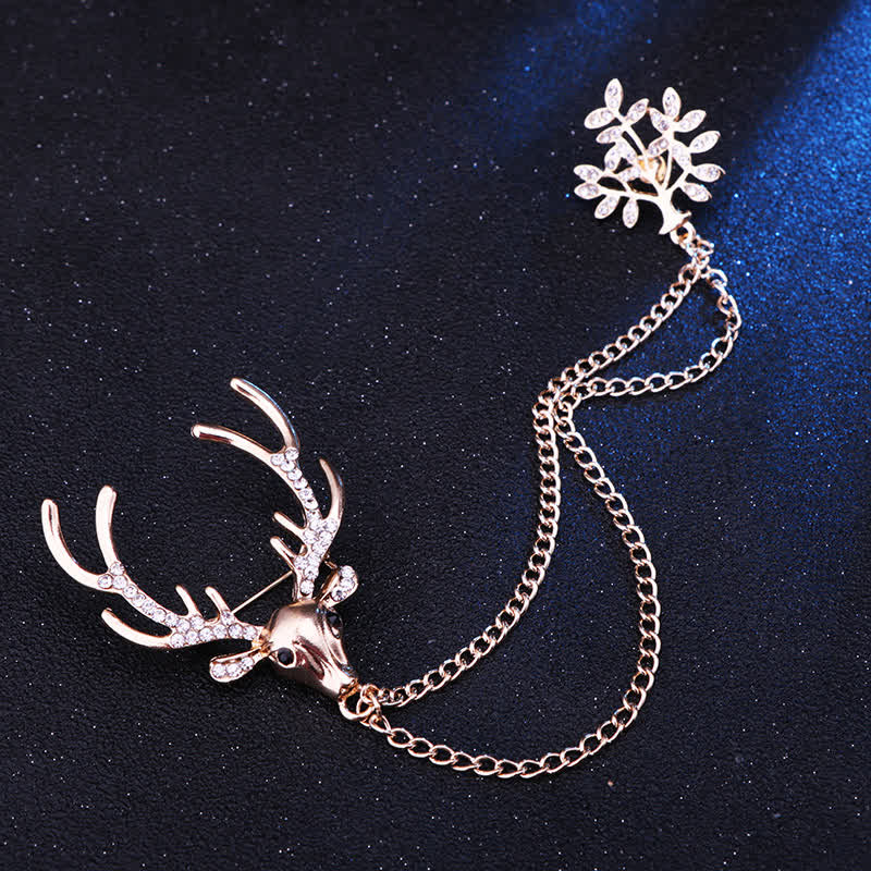 Herren-Anzugbrosche mit Rentier-Doppelkette