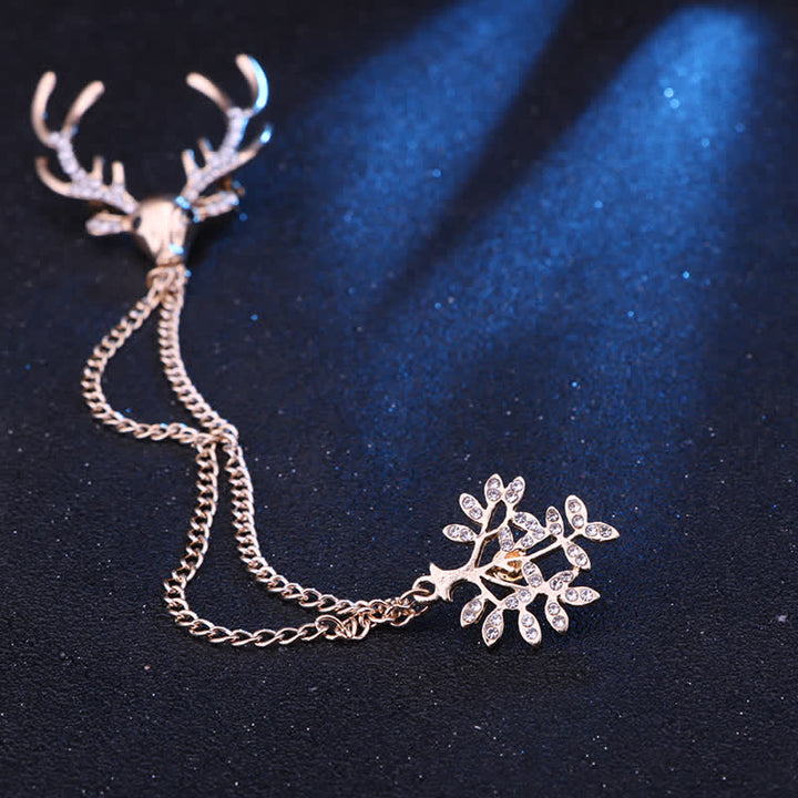 Herren-Anzugbrosche mit Rentier-Doppelkette