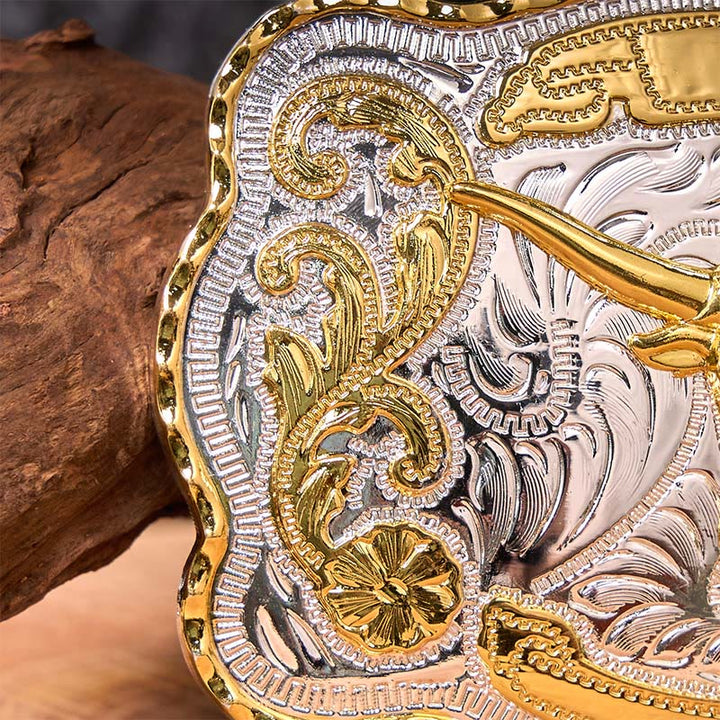 Gold Bullenkopf DIY Western Cowboy Schnalle Ledergürtel - image 5