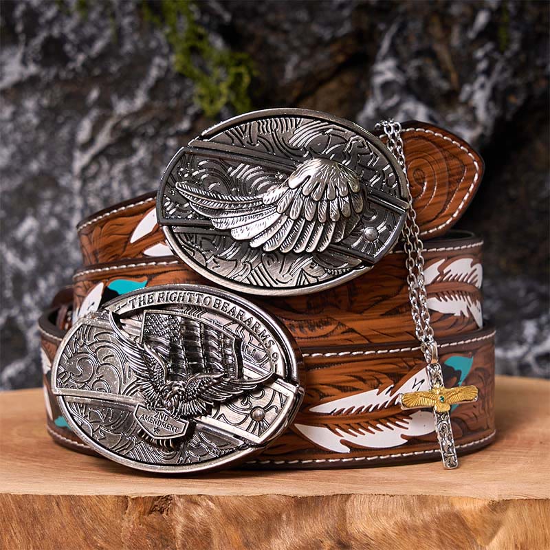 Adlerflügel DIY versteckte Messer Gürtelschnalle mit Adlerkreuz Halskette Bundle Set