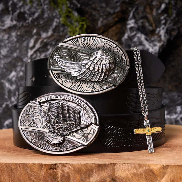 Adlerflügel DIY versteckte Messer Gürtelschnalle mit Adlerkreuz Halskette Bundle Set