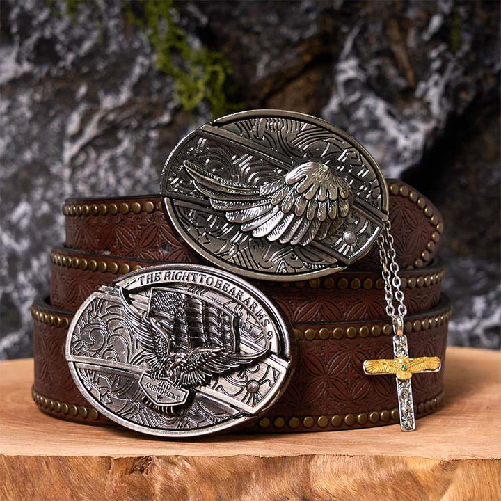 Adlerflügel DIY versteckte Messer Gürtelschnalle mit Adlerkreuz Halskette Bundle Set