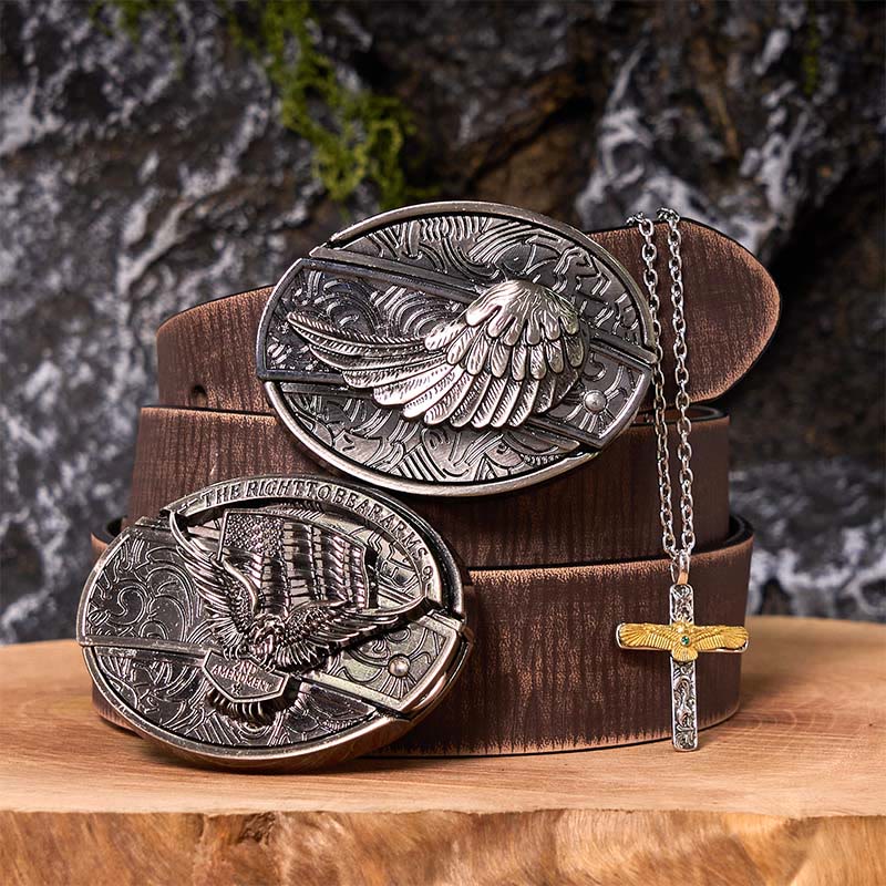 Adlerflügel DIY versteckte Messer Gürtelschnalle mit Adlerkreuz Halskette Bundle Set