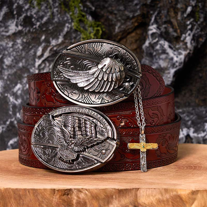 Adlerflügel DIY versteckte Messer Gürtelschnalle mit Adlerkreuz Halskette Bundle Set