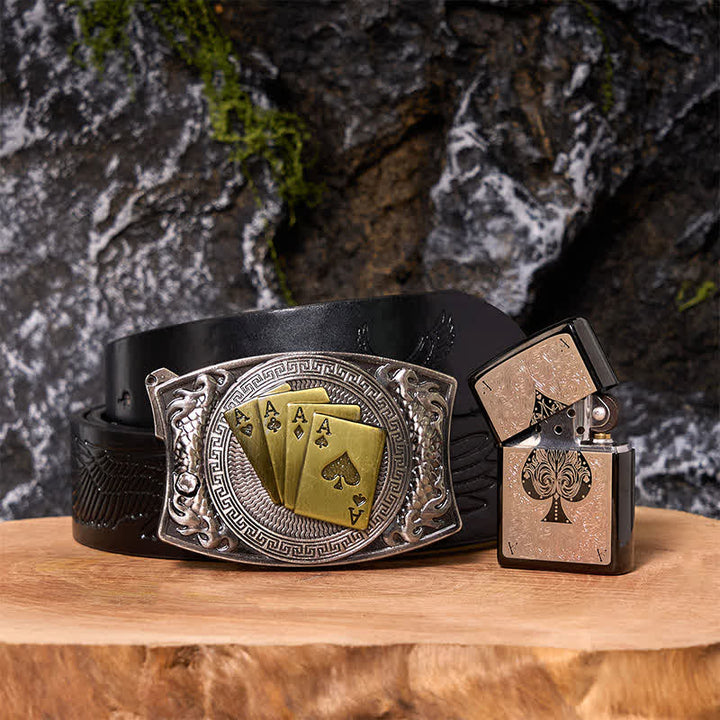 Poker Ace DIY Verstecktes Messer Gürtelschnalle Black Ice Feuerzeug Bundle Set