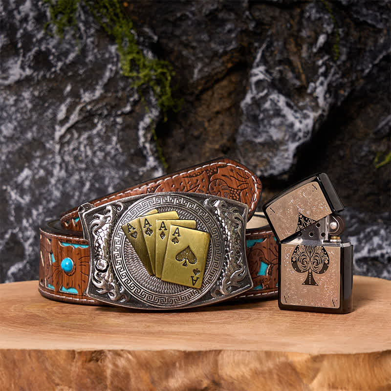 Poker Ace DIY Verstecktes Messer Gürtelschnalle Black Ice Feuerzeug Bundle Set