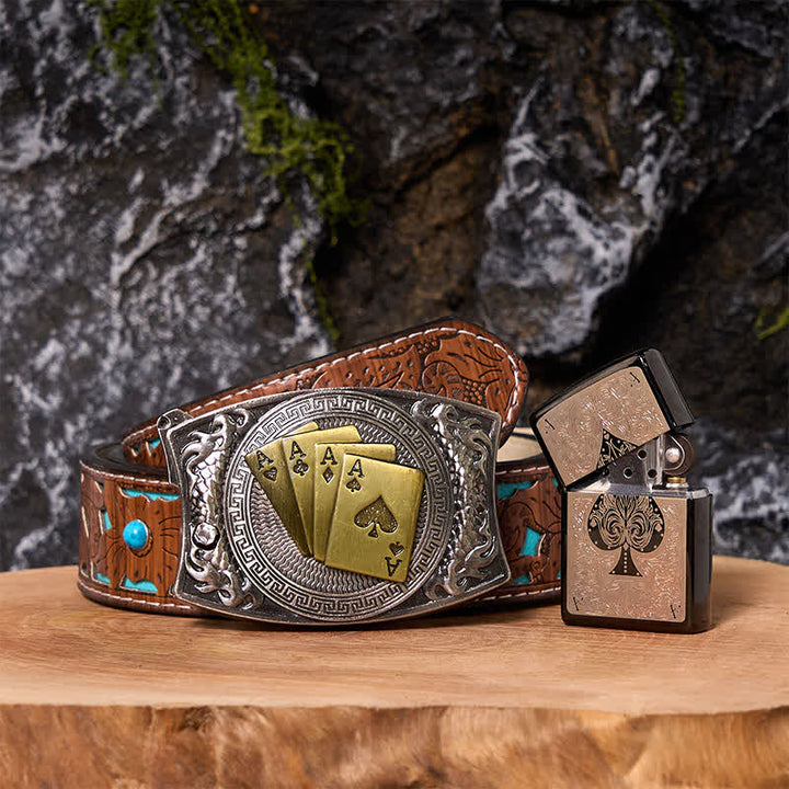 Poker Ace DIY Verstecktes Messer Gürtelschnalle Black Ice Feuerzeug Bundle Set