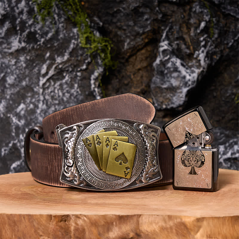 Poker Ace DIY Verstecktes Messer Gürtelschnalle Black Ice Feuerzeug Bundle Set