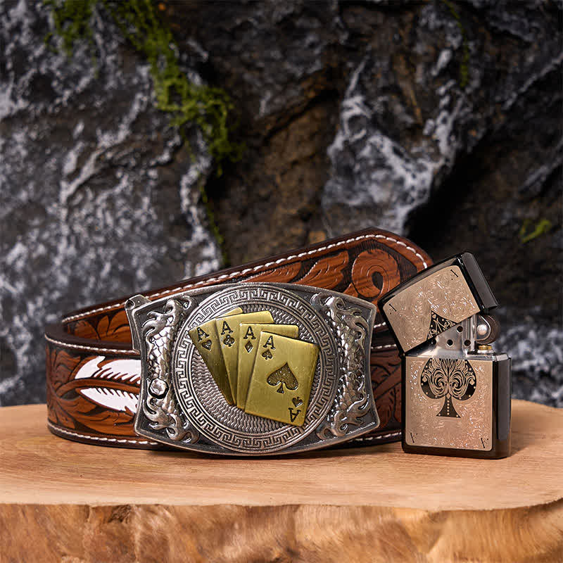 Poker Ace DIY Verstecktes Messer Gürtelschnalle Black Ice Feuerzeug Bundle Set