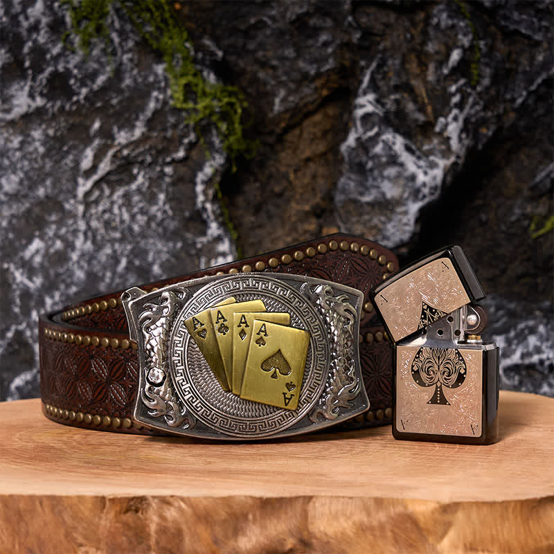 Poker Ace DIY Verstecktes Messer Gürtelschnalle Black Ice Feuerzeug Bundle Set