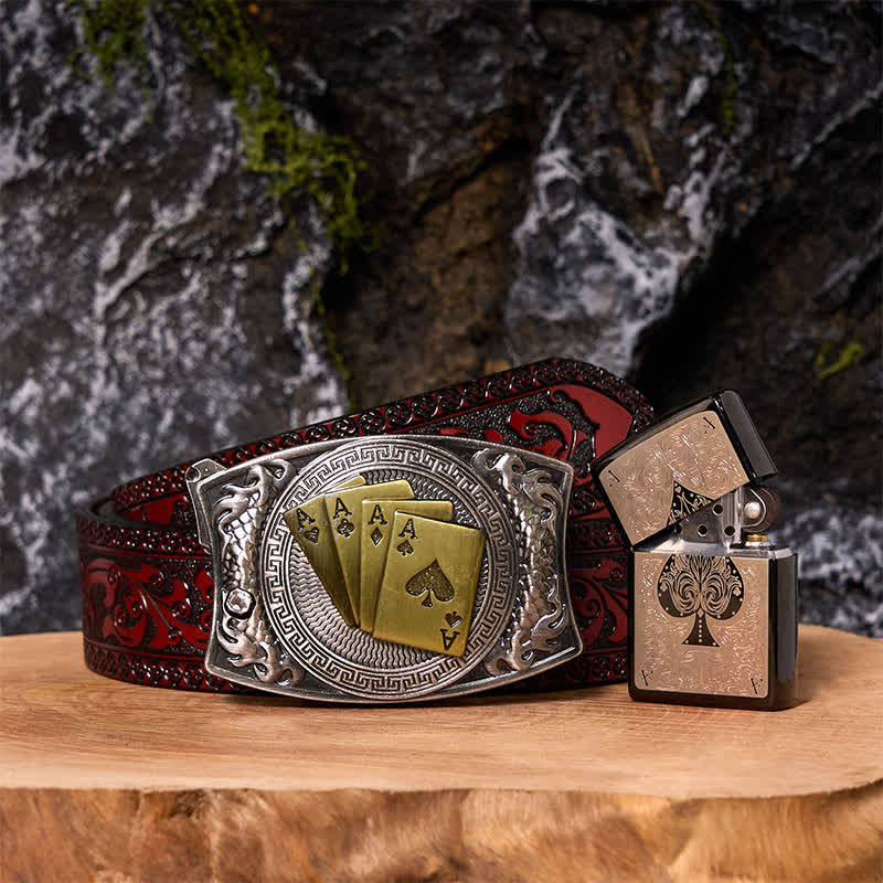 Poker Ace DIY Verstecktes Messer Gürtelschnalle Black Ice Feuerzeug Bundle Set