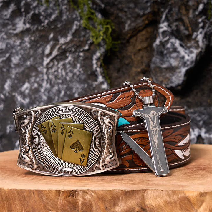 Poker Ace DIY Verstecktes Messer Gürtelschnalle Black Ice Feuerzeug Bundle Set