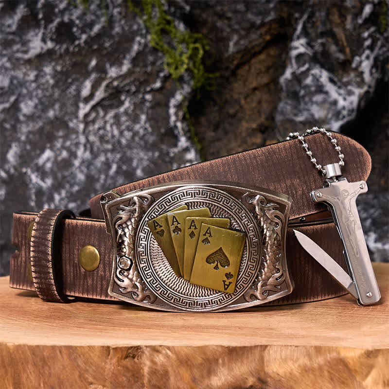 Poker Ace DIY Verstecktes Messer Gürtelschnalle Black Ice Feuerzeug Bundle Set