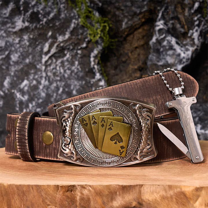 Poker Ace DIY Verstecktes Messer Gürtelschnalle Black Ice Feuerzeug Bundle Set