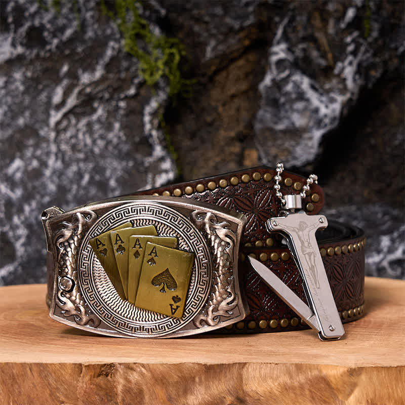 Poker Ace DIY Verstecktes Messer Gürtelschnalle Black Ice Feuerzeug Bundle Set