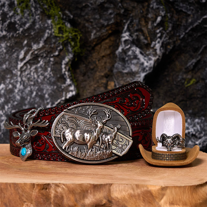 Hirschflagge DIY versteckte Messer Gürtelschnalle mit Geisterziegenring Bundle Set