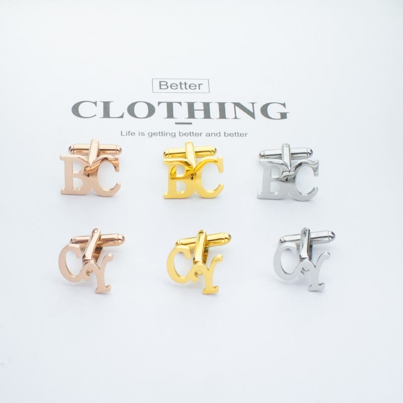 1 Paar benutzerdefinierte Buchstabenknopfabdeckungen Set Anzugmanschettenknöpfe